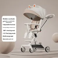 Poussette bébé pliable légère en métal avec position assise-allongée, design bidirectionnel pour une utilisation manuelle