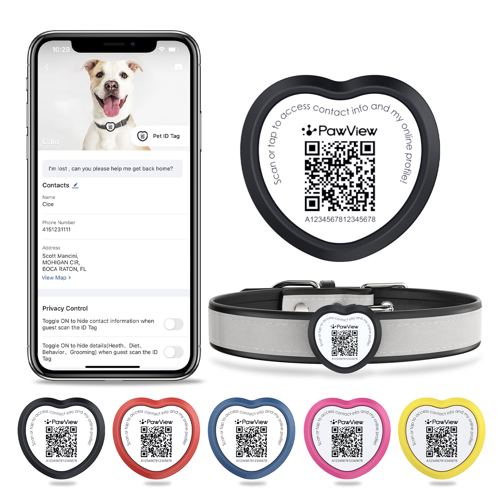 Pawview Durable QR Code Pet ID Tag - Anti-Lose Tracker