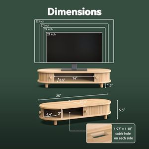 Soporte <span class=keywords><strong>de</strong></span> Monitor <span class=keywords><strong>de</strong></span> Bambú con Almacenamiento, Soporte Curvo para Computadora Portátil, Organizador <span class=keywords><strong>de</strong></span> Escritorio con Puertas Corredizas - Product Image 5