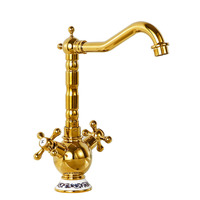 Laiton rétro lumière luxe Antique Double poignée ménage évier de cuisine robinet bassin de légumes froid et chaud résistant aux éclaboussures B1570