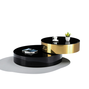 <span class=keywords><strong>Table</strong></span> <span class=keywords><strong>basse</strong></span> <span class=keywords><strong>ronde</strong></span> minimaliste moderne avec plateau en verre trempé <span class=keywords><strong>et</strong></span> pieds en acier inoxydable <span class=keywords><strong>noir</strong></span> <span class=keywords><strong>et</strong></span> <span class=keywords><strong>or</strong></span> pour le mobilier de salon - Product Image 1