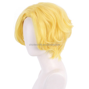Perruque de cosplay de <span class=keywords><strong>Sabo</strong></span>, l'Empereur des Flammes de One Piece, avec des cheveux bouclés dorés à raie centrale et des cheveux courts - Product Image 3