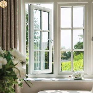 Fenêtre à battants en treillis français blanc à double vitrage, à ouverture battante, pour villa, cuisine - Product Image 1