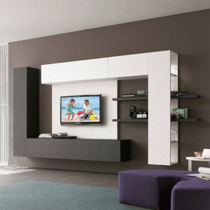 Haut de gamme moderne <span class=keywords><strong>blanc</strong></span> <span class=keywords><strong>noir</strong></span> laque unité <span class=keywords><strong>TV</strong></span> armoire murale meubles de salon supports de télévision - Product Image 2