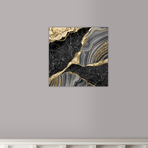 Cuadro de Lienzo Grande de 100x100cm con Impresión Digital Abstracta de Grano de Mármol y Purpurina para Decoración del Hogar - Product Image 3