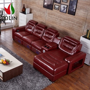 Rifornimento della fabbrica moderno nuovo Design soggiorno sezionali reclinabili Foshan divano in pelle a forma di <span class=keywords><strong>L</strong></span> con altoparlanti Chaise Sofa - Product Image 4