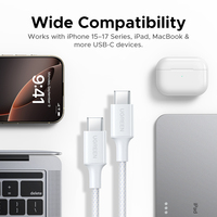 UGREEN PD 60W Typ-C Ladekabel USB-C zu USB-C Nylon-Ummanteltes Schnelllade-Datenkabel für iPhone 15-17 Pro Max Samsung
