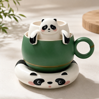 Tasse à thé en céramique Panda avec filtre de séparation de l'eau, compatible lave-vaisselle et micro-ondes, design moderne et minimaliste pour usage au bureau