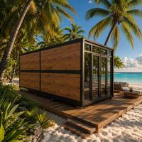 Casa Contenedor Plegable Directa de Fábrica 20ft 40ft Villa Prefabricada Plegable para Resort Vacacional 2 Dormitorios con Cocina y Pared de Cristal