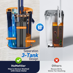 Nouvelle serpillière et seau en microfibre 360° sans mains, légère, à tête rectangulaire en aluminium surdimensionnée, séparation de la saleté, nouvelle tendance - Product Image 5