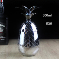 Gobelet isotherme en acier inoxydable, tasse à cocktail ananas en cuivre, chopes à bière avec couvercle et paille, tasses à cocktail ananas
