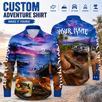 Chemise de pêche classique personnalisée à manches longues, anti-humidité, protection solaire UPF50+, imprimé crabe et crocodile, vêtements de pêche