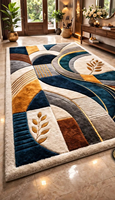 Tapis en laine tufté à la main, tapis géométrique abstrait, épais et luxueux pour salon et chambre à coucher