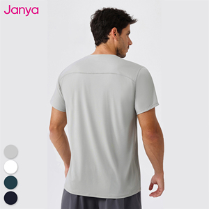 Мужские дышащие футболки Janya из ткани «ледяной шелк», быстросохнущие, для тренировок на открытом воздухе, фитнеса, с коротким рукавом, для бега и активного отдыха - Product Image 3