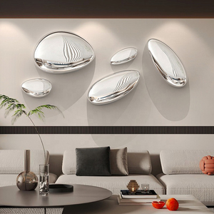 Giardino moderno decorativo in metallo pietra ciottoli sculture decorazione per la casa arte in acciaio inox palla d'uovo - Product Image 6