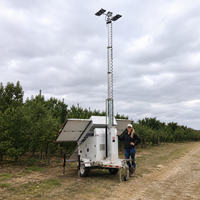 Tour d'éclairage solaire mobile sur remorque avec système d'éclairage LED et batterie de secours pour la construction, l'exploitation minière et l'usage industriel