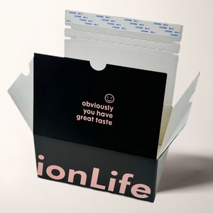 Boîte d'expédition pliable en carton ondulé rose avec logo personnalisé, bande de déchirement facile, recyclable, pour vêtements, cosmétiques, etc. - Product Image 3