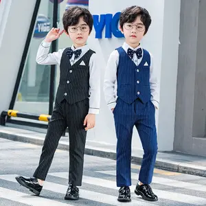 WSG124 新款 3 件套装与领带衣服适合婚礼儿童儿童西装男孩