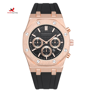 Reloj de Cuarzo para Hombre, Deportivo, Casual, de Silicona y Cuero, Resistente al Agua, de Moda, Venta al Por Mayor de Fábrica con Descuento Mixto HQ - Product Image 2