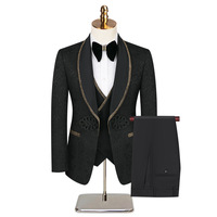 Setelan Jas Pria 3 Potong Model Double Breasted Kerah Notch dengan Belahan di Belakang, Elegan untuk Acara Formal, Pesta, dan Bisnis