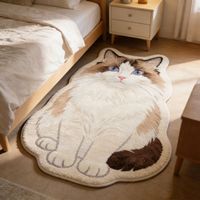 Tapis touffeté personnalisé en forme de chien, tapis antidérapant en fausse fourrure de cachemire pour la décoration de chambre à coucher.