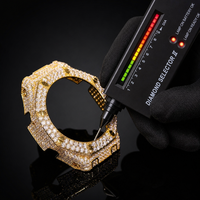 Montre GA-2100 entièrement pavée de moissanite VVS, boîtier en laiton plaqué or, montre Busstown g Shock pour homme, luxe