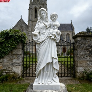Statua in Marmo a Grandezza Naturale della Vergine Maria con Bambino YOUFINE <span class=keywords><strong>per</strong></span> <span class=keywords><strong>Cappelle</strong></span> e Cimiteri - Product Image 3