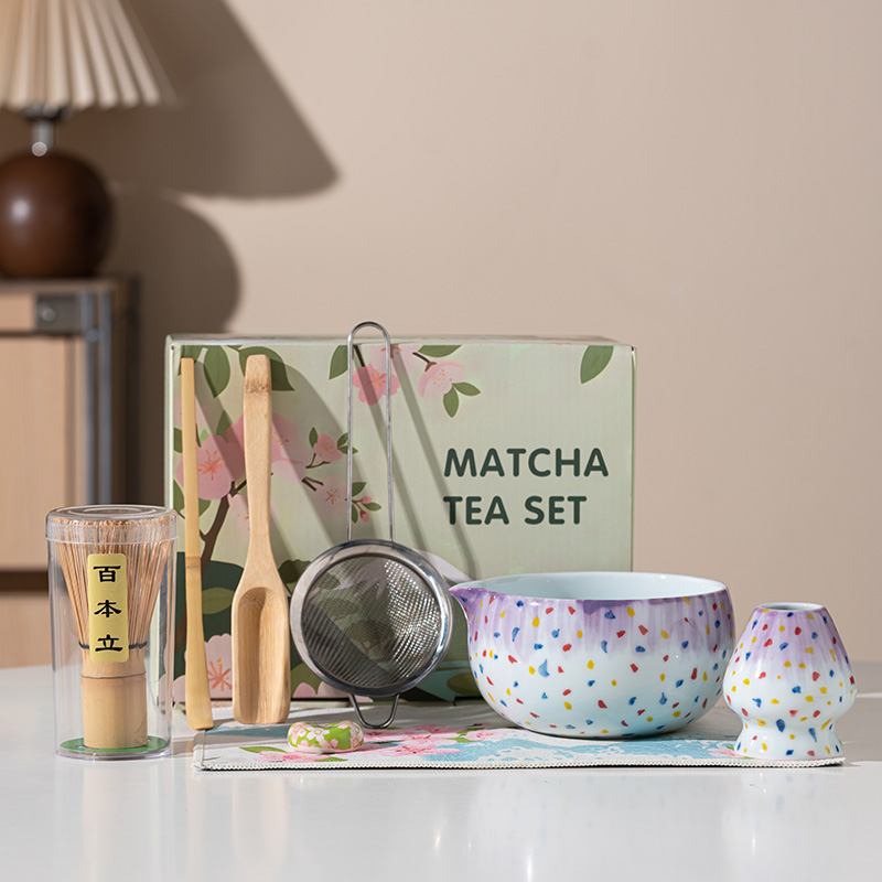Color wave dot matcha 8-piece set lavender
