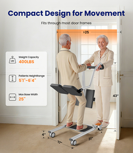 患者移動用リフト 手動式 座位から立位へ カーボンスチールフレーム 耐荷重265ポンド 高齢者・障害者向け 在宅介護用 トイレ付き - Product Image 3