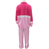 Ensemble de survêtement sportif personnalisé pour femme, coupe-vent demi-zip color block patchwork et pantalon large, tenue streetwear décontractée, vente en gros