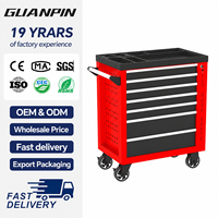 Coffre à outils en acier laminé à froid durable avec plateau de rangement supérieur, chariot à outils à 7 niveaux pour mécaniciens automobiles
