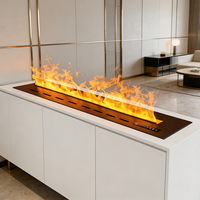 Meuble TV encastré avec foyer à vapeur, foyer décoratif à flamme LED 3D avec rangement pour usage intérieur