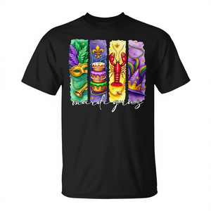 Camiseta de Mardi Gras con Diseño de Flor de Lis, King Cake y Cangrejo de Río de Luisiana, Camiseta Promocional Premium con Diseño Icónico de Nueva Orleans - Product Image 2