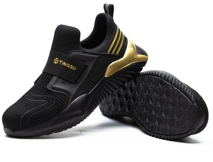 Vàng TG808-Black an toàn giày làm việc Giày người đàn ông Phụ nữ giản dị Sneakers an toàn giảng viên với ngón chân thép thoáng khí Trọng lượng nhẹ - Product Image 3