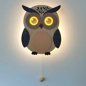 Decoración de Pared de Madera Nórdica para Cuarto Infantil con Luz, Lámpara de Pared Decorativa con Forma de Búho, Funciona con Pilas AA, Interruptor de Cable para Jalar, para Habitación Infantil - Product Image 2