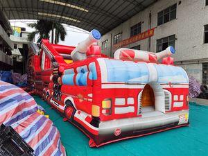 Camion de pompiers maison gonflable <span class=keywords><strong>construction</strong></span> de camion gonflable jeu de parcours d'obstacles gonflable toboggan de videur de maison de saut en plein air - Product Image 5
