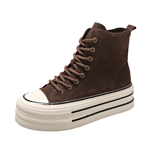 Zapatillas de Lona de Caña Alta para Mujer, Personalizadas OEM ODM, con Cordones, Parte Superior de Gamuza, Suela de Plataforma Antideslizante, Zapatillas Casuales de Moda al por Mayor - Product Image 5