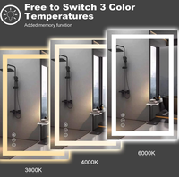 Lampes LED miroir en acier poli ultra-minces 5 mm pour salle de bain, interrupteur tactile, 3 températures de couleur réglables, anti-buée, CRI élevé, IP65, montage mural