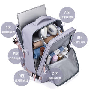 Laptop <b>Backpack</b> For Women Light Purple Multi Functional With Laptop Compartment Casual Everyday Use - Product Image 2