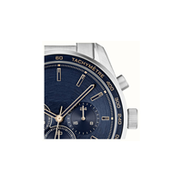 Montre chronographe de luxe pour homme, mouvement Seiko, 43 mm, acier inoxydable, argenté, bracelet 22 mm, verre quartz, analogique, marine