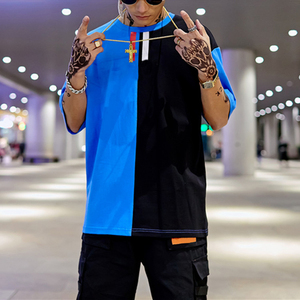 <span class=keywords><strong>2022</strong></span> dernier modèle conception personnalisée coton impression numérique couleur bloc goutte épaule hommes Hip Hop hommes t-shirts - Product Image 2