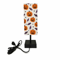 Lámpara de Mesa Festiva para Decoración de Navidad y Halloween, con Portalámparas E26, Lámpara de Noche de Tela para Mesa de Noche con Bombilla LED de 9W y 3 Colores Atenuables