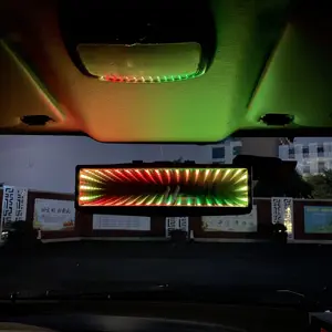 कार आंतरिक सहायक उपकरण कस्टमाइज़ लोगो 3डी लार्ज फील्ड एंटी-ग्लेयर वातावरण लैंप आरजीबी कार रियरव्यू मिरर एलईडी लाइट के साथ
