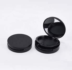 LZ confezione Stock 100 pezzi singolo colore doppio strato nero opaco fardello trucco 59mm rotondo compatto in polvere con specchio e Puff - Product Image 1