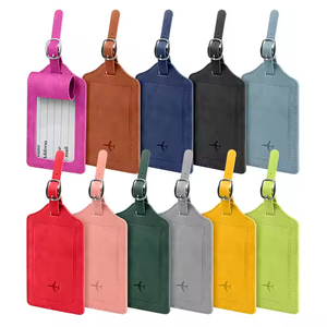 Étiquettes de bagages de voyage de luxe réglables multicolores OEM en cuir PU, étiquette de bagage, carte d'embarquement, valise, idée cadeau tendance - Product Image 2