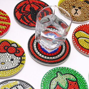 2020 nuovo diamante Mini tazza d'acqua Pad isolante fai <span class=keywords><strong>da</strong></span> te pittura diamante sottobicchiere mosaico cartone animato frutta immagine di strass regalo - Product Image 5