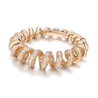 Bagues de mariage luxueuses en or jaune 18 carats avec diamants naturels, fabrication artisanale, nouveau design en spirale, bijoux en or massif pour femmes et hommes