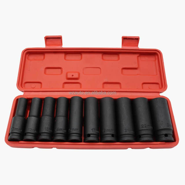 WZAUTO High Quality 10Pcs Cr-mo Pneumatic Chrome Molybdenum Steel Impact Socket Set Auto Repair Tool Set