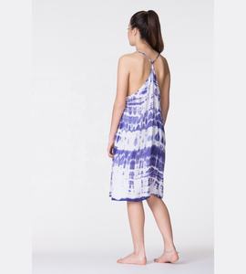 เดรสสั้นผ้าเรยอนพิมพ์ลายการ์ตูนสไตล์โบฮีเมียนสำหรับผู้หญิงช่วงฤดูร้อน ทำมือแบบย้อมสี - Product Image 2