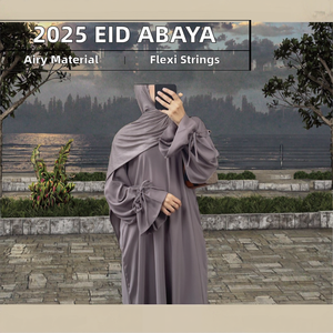 Robe Modeste Yibaoli pour le Ramadan et l'Aïd 2025, Abaya Dubai en Nida Uni, 6 Couleurs, Polyester Respirant, Cordons Ajustables - Product Image 2